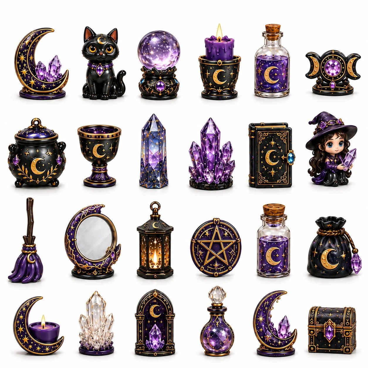 ⏳ Last Day 49% OFF – 🔮 2026 Crystal Witch Advent Calendar | 24 Days of Mystical Miniatures, Crystal-Inspired Surprises & Witchy Fantasy Charm ✨ - 2D Flat Acrylic