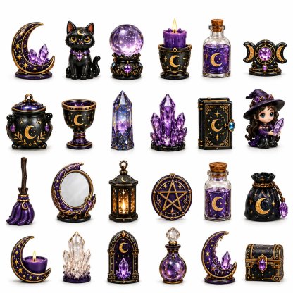 ⏳ Last Day 49% OFF – 🔮 2026 Crystal Witch Advent Calendar | 24 Days of Mystical Miniatures, Crystal-Inspired Surprises & Witchy Fantasy Charm ✨ - 2D Flat Acrylic