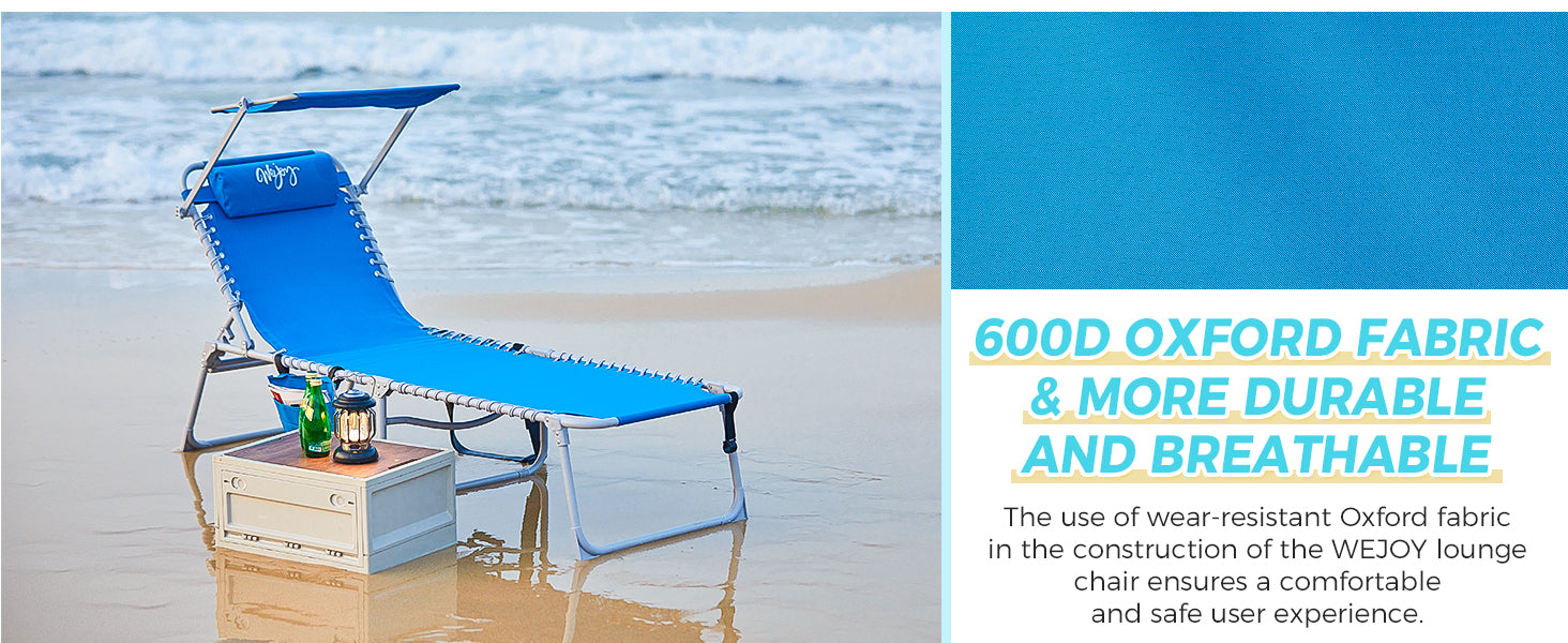 WEJOY Classic Portable Lounge Chair with Canopy Sun Shade