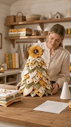 Sunflower Bee Garden Tree DIY Kit pre-cut fabric craft GIF