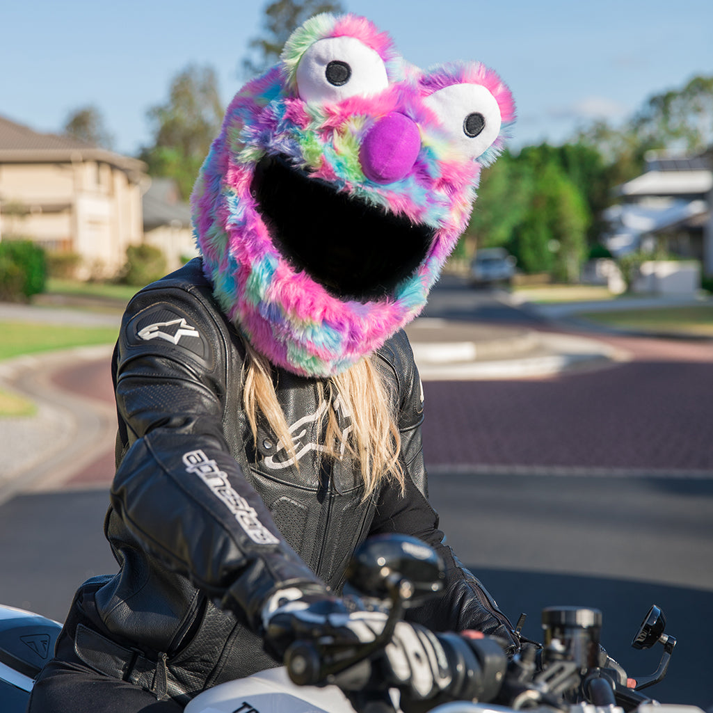 Motorcycle Helmet Cover - Rainbow Short Fur