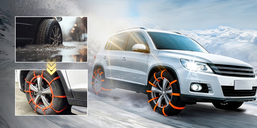Anti-skid tire traction straps for winter travel
