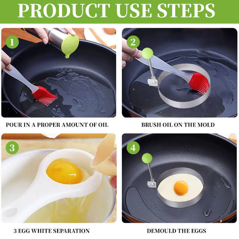 Simple use of stainless steel egg mold in a frying pan