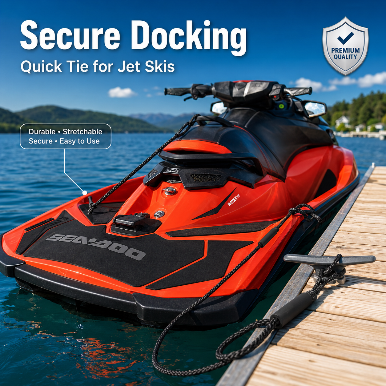 Heavy-duty bungee rope for boating, camping, moving and outdoor activities