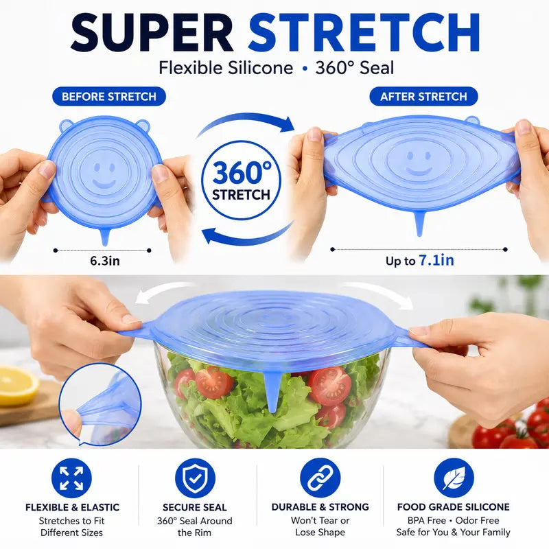 Super stretch silicone lids