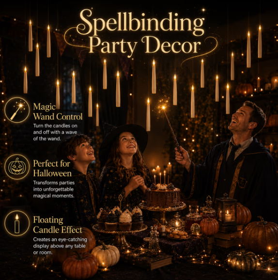 Floating LED Candles with Magic Wand Remote