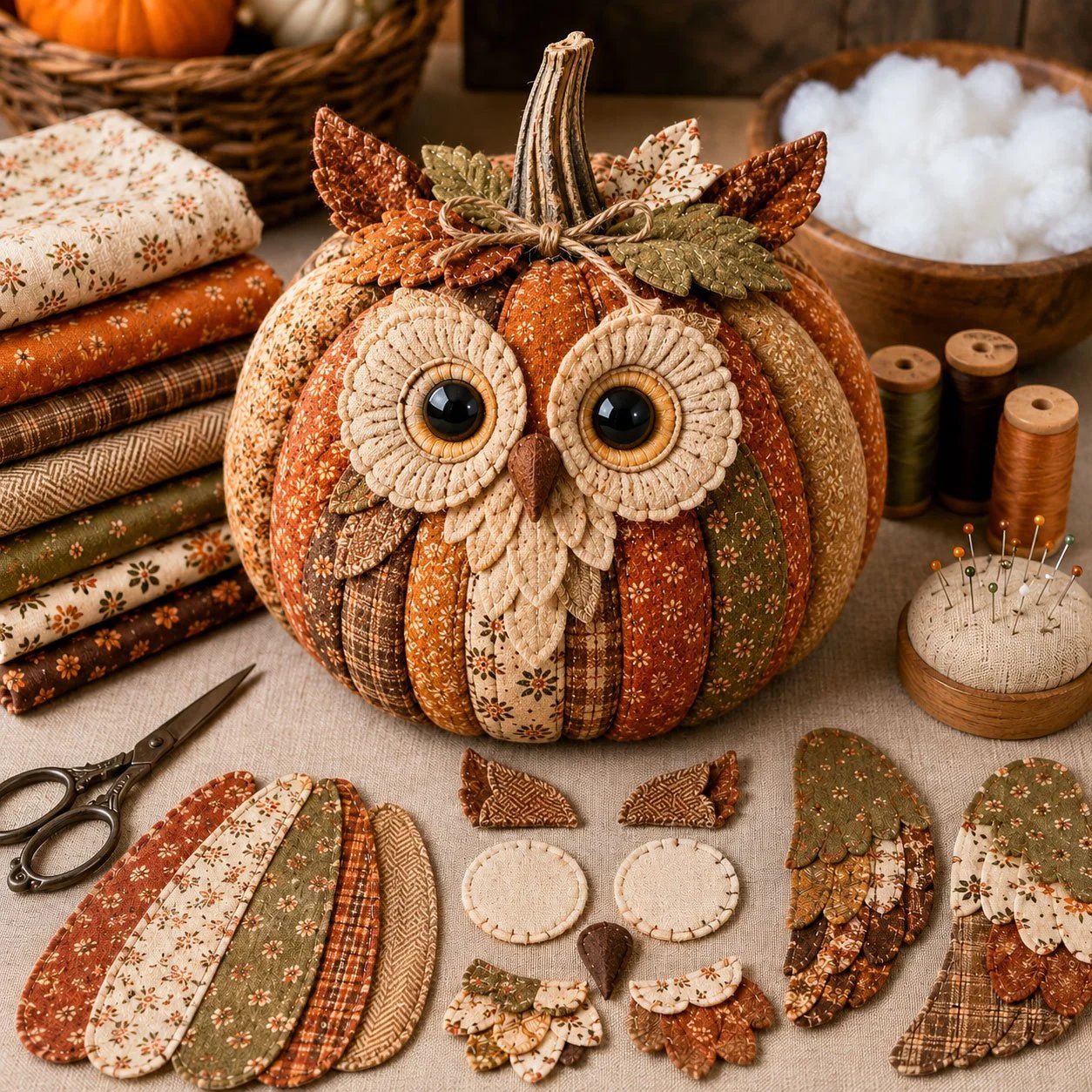 Animal pumpkin DIY sewing kit size detail and finished display