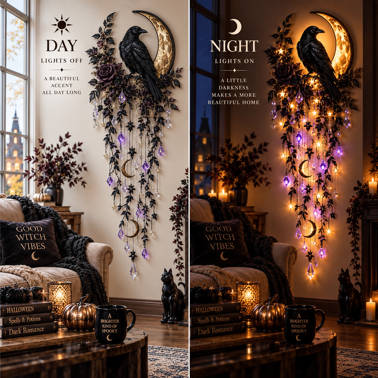 Halloween Cascade Wall Light Day and Night