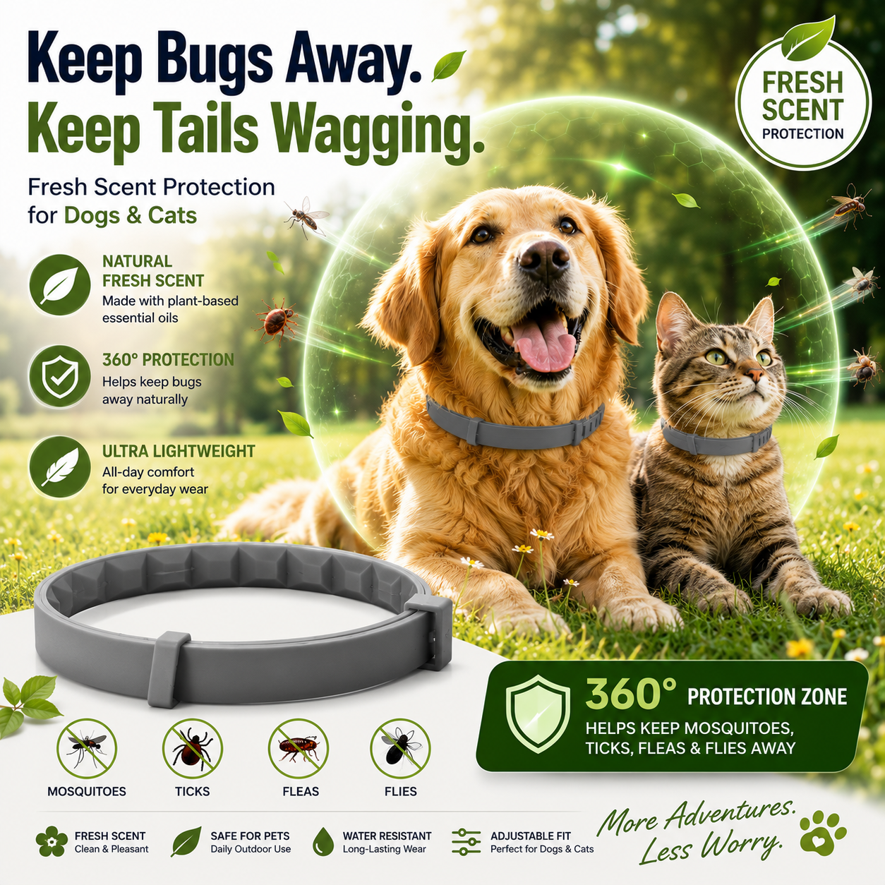 Fresh scent pet collar for dogs and cats