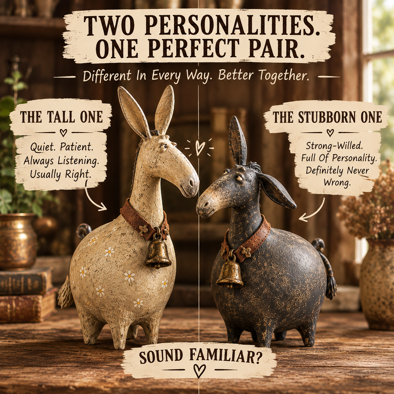 Two Personalities One Perfect Pair Rustic Donkey Decor