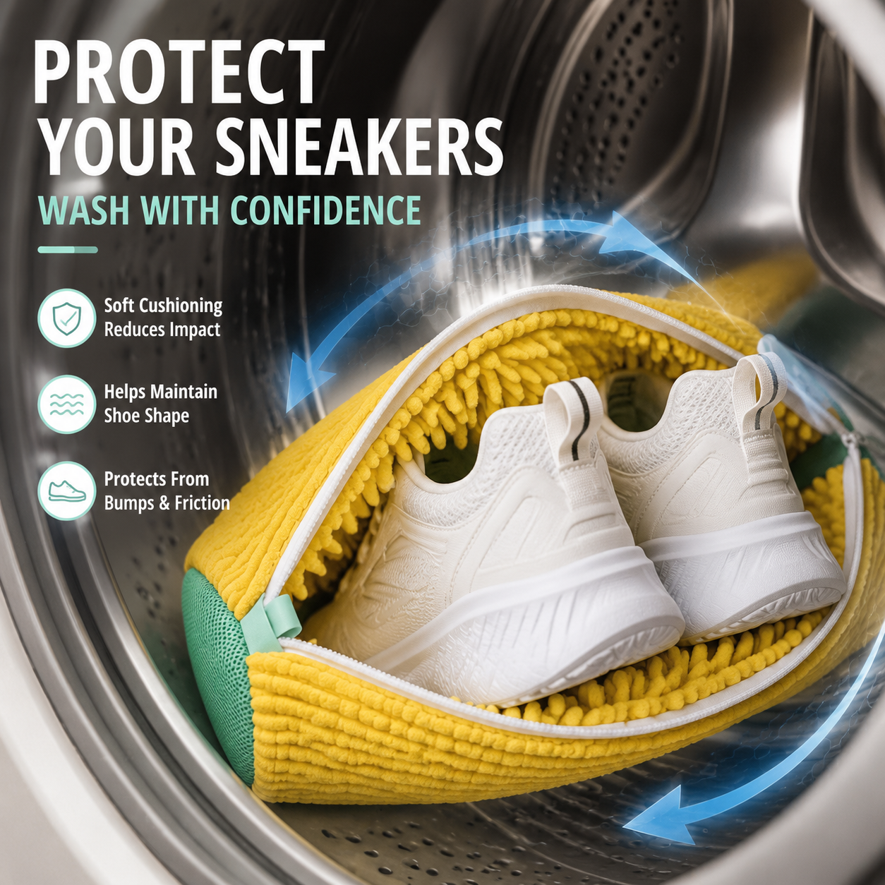 Reusable shoe washing bag for sneakers laundry machine cleaning helper