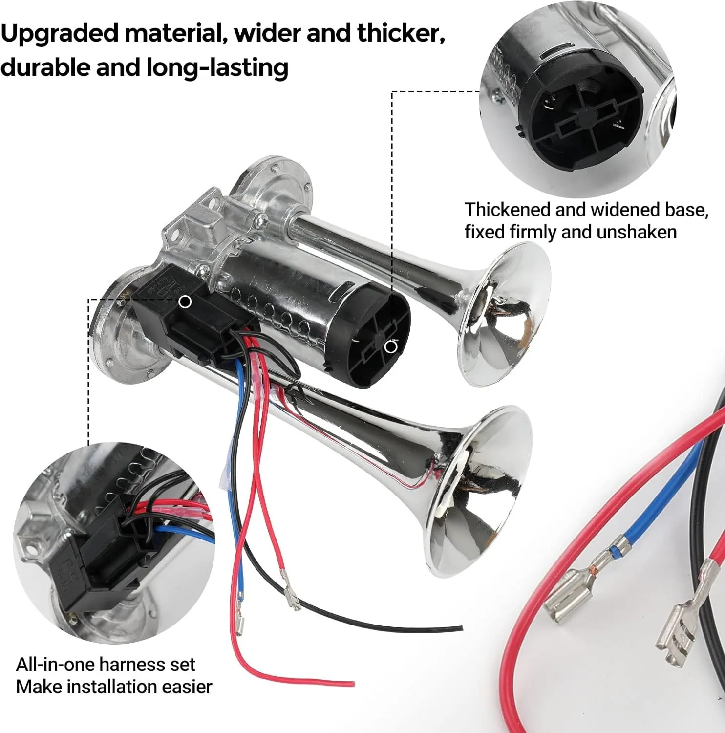 Heavy duty air compressor motor with silver chrome cap details