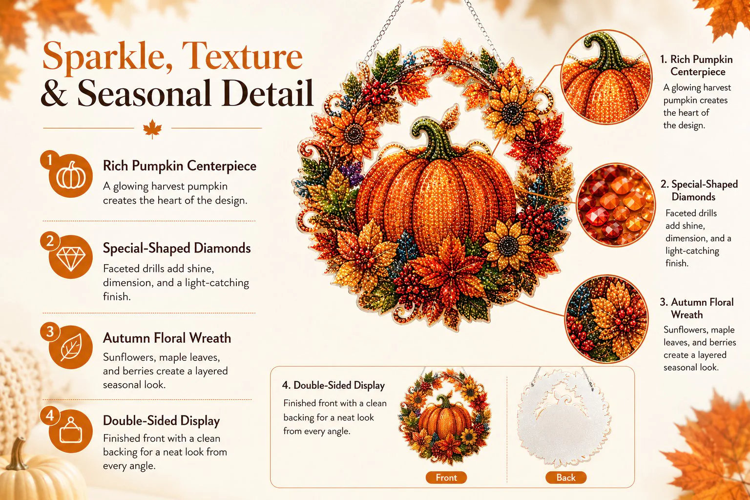 Halloween diamond art ornament size details