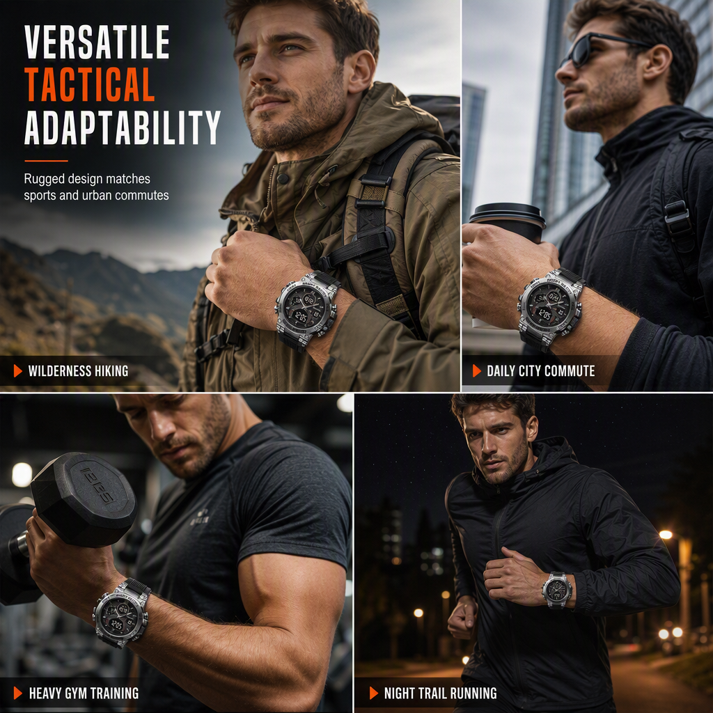 Versatile tactical watch on outdoor wild trails