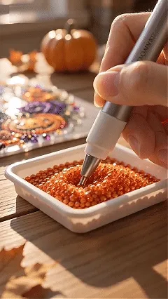 DIY Halloween diamond art ornament in progress