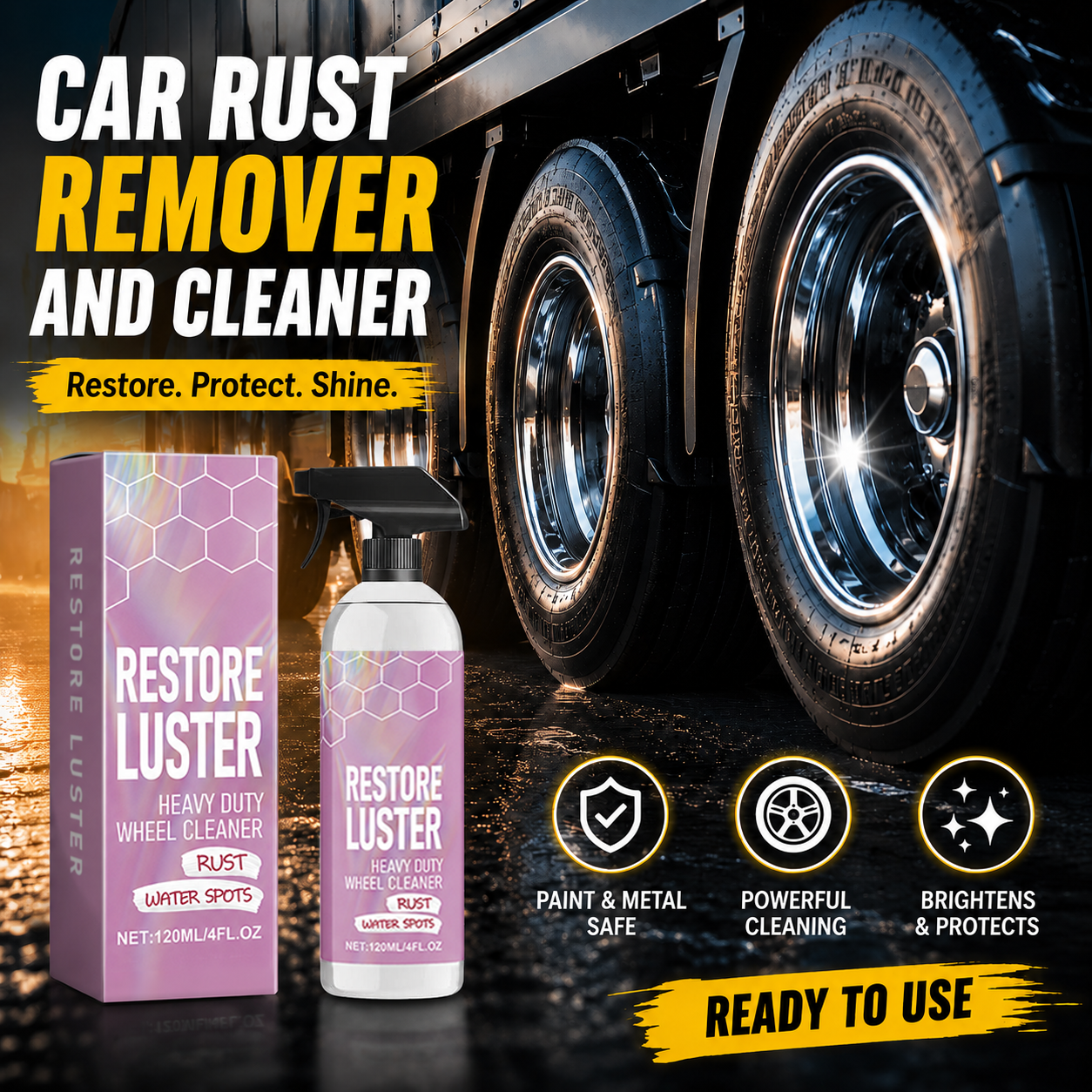 Car wheel cleaning effect