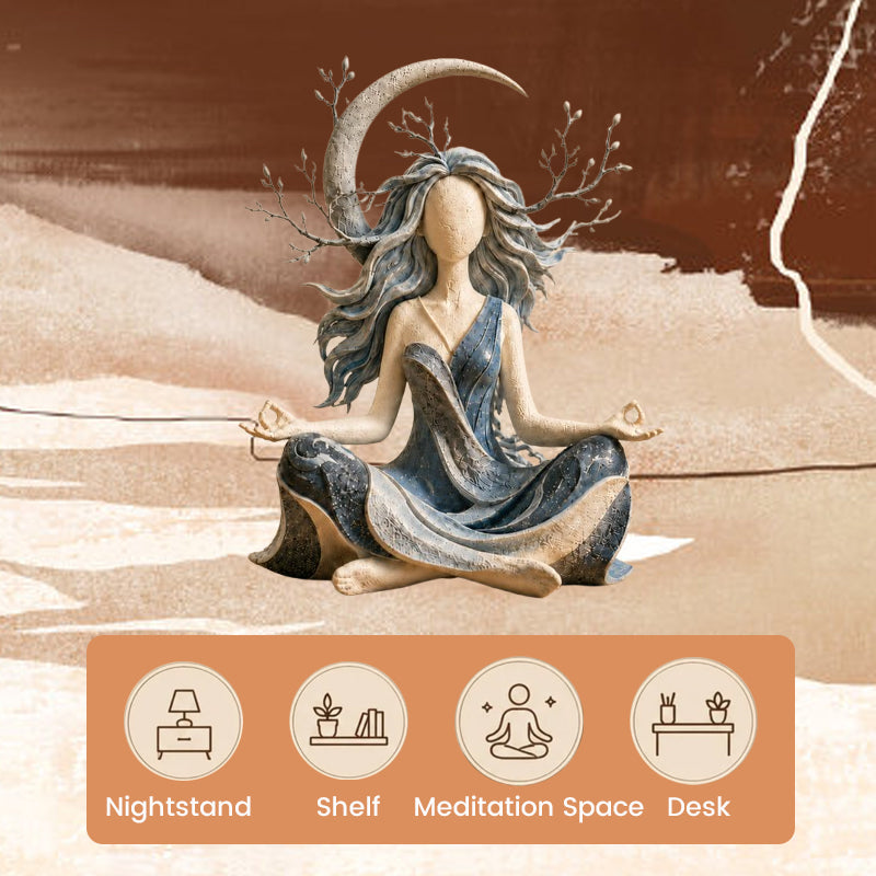 Displaying nature goddess ornament on bookshelf and bedroom nightstand