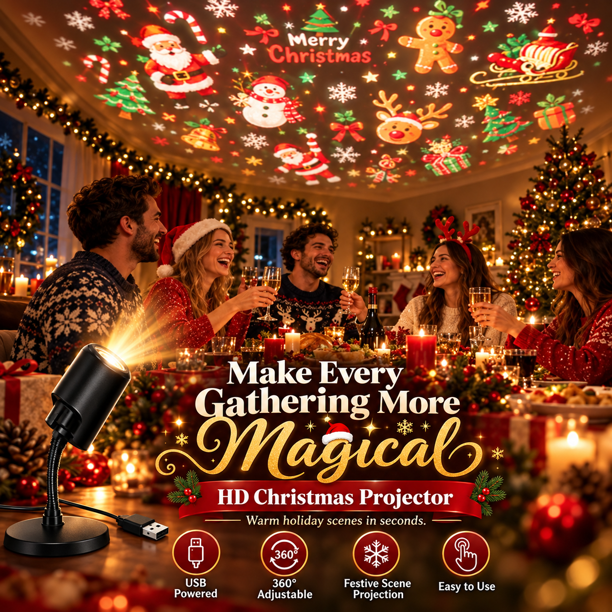Christmas Projector Gathering Scene
