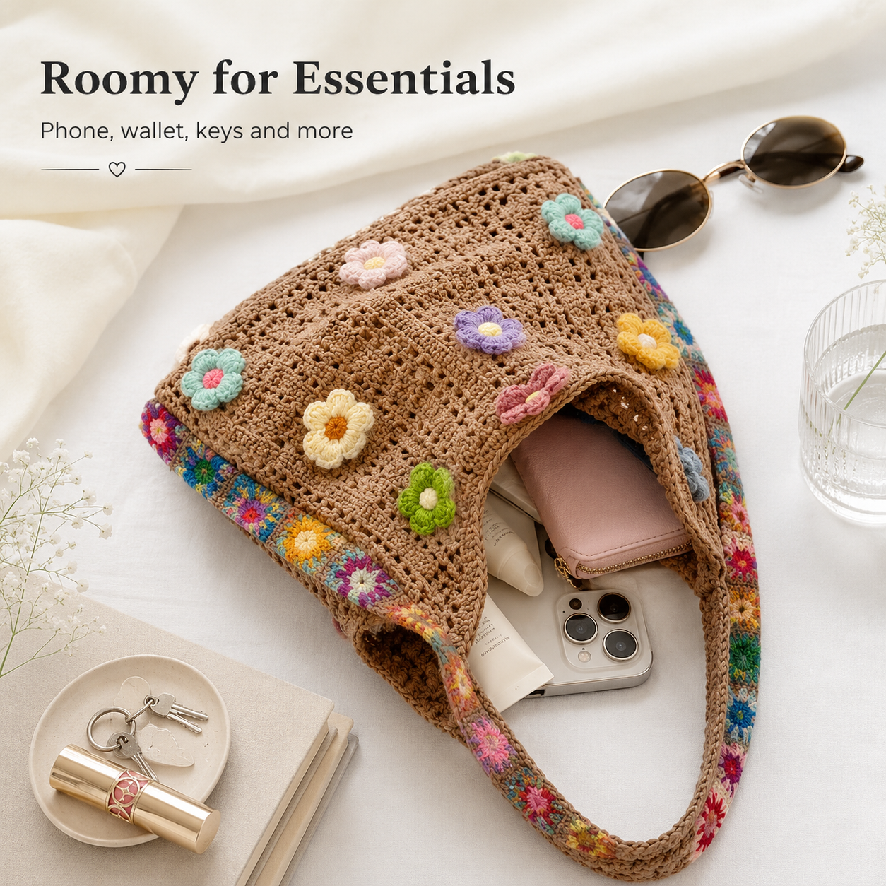 Retro floral crossbody bag outfit styling