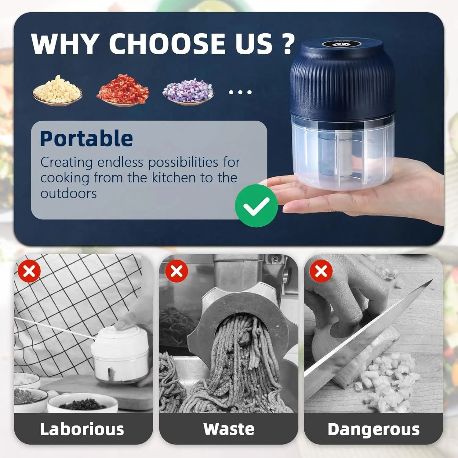 Mini Garlic Chopper Portable