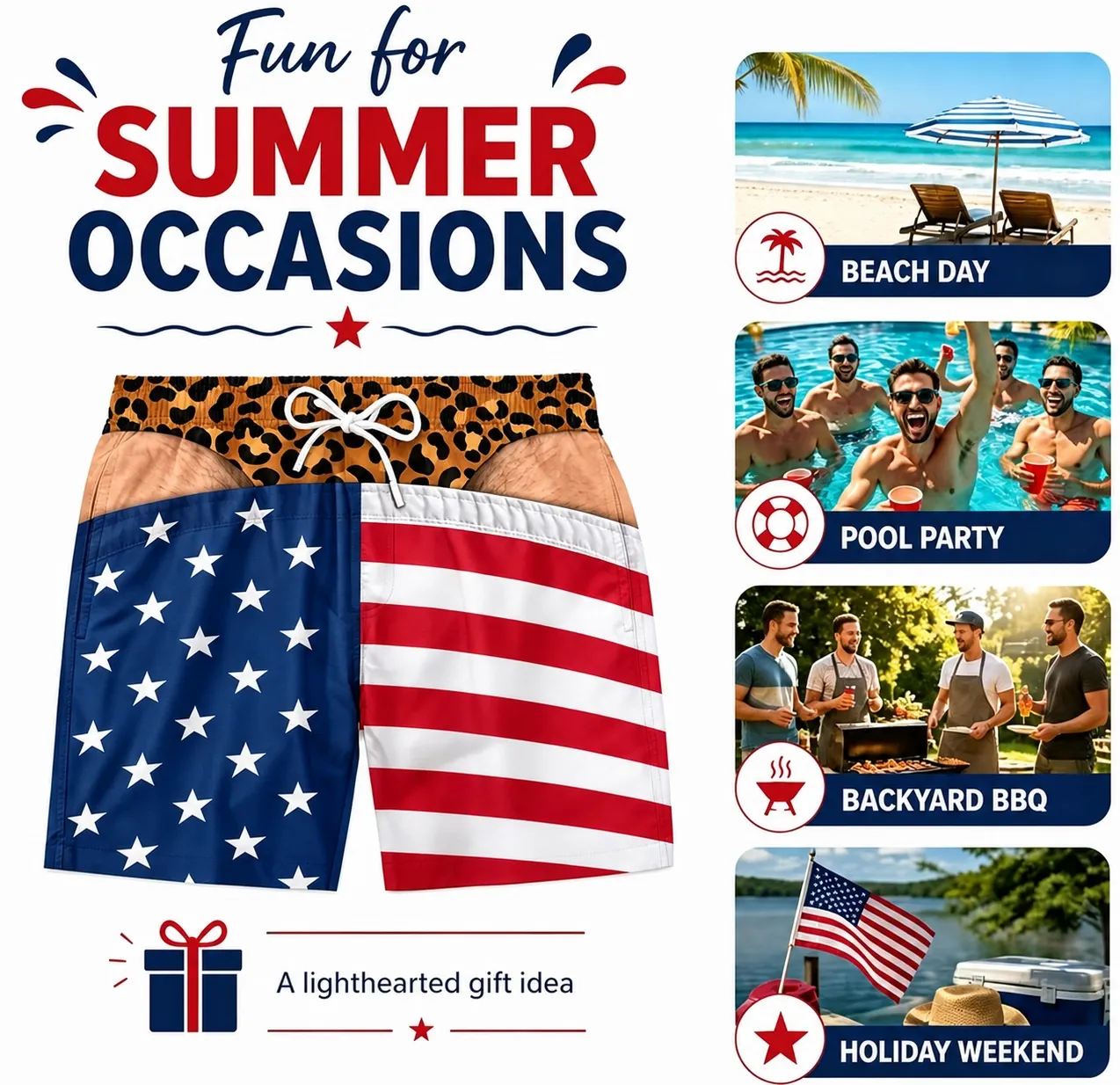 Patriotic Wide Load swim trunks product details
