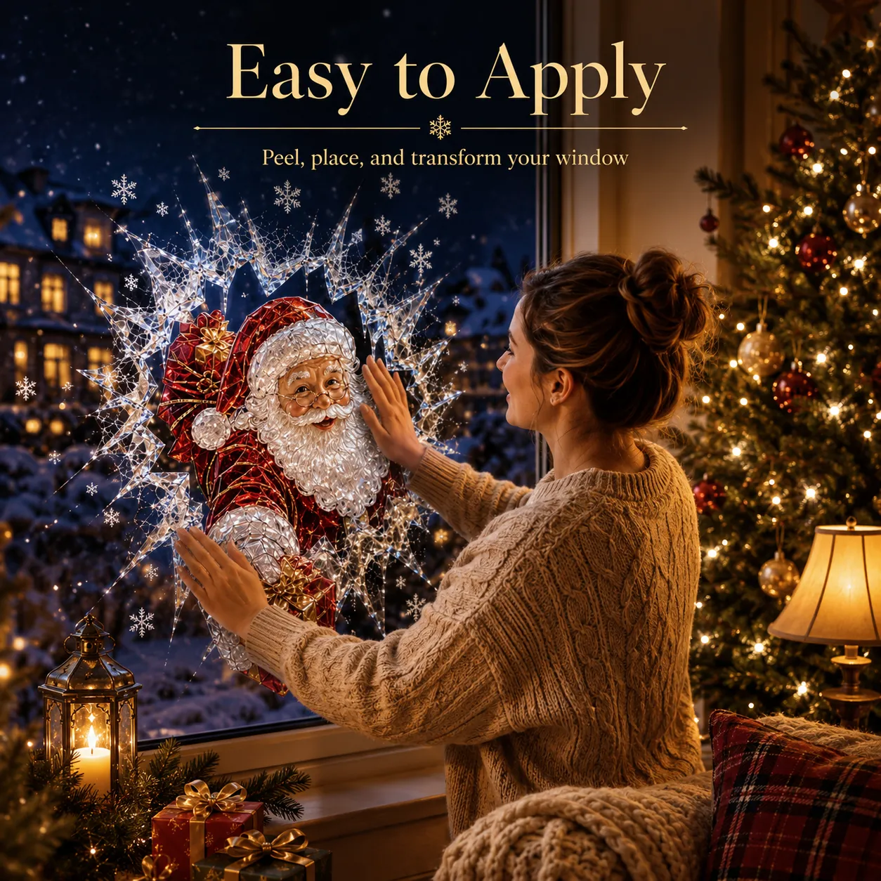 Complete 4 piece Christmas window art set package specifications
