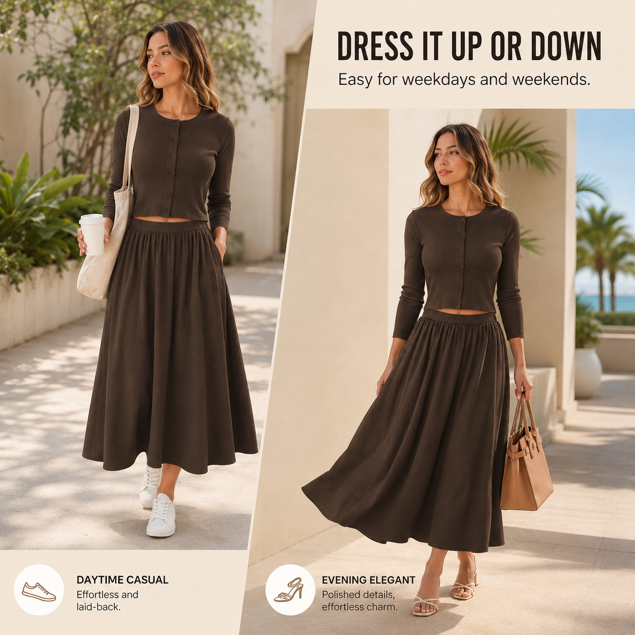 Flowing skirt with convenient side pockets