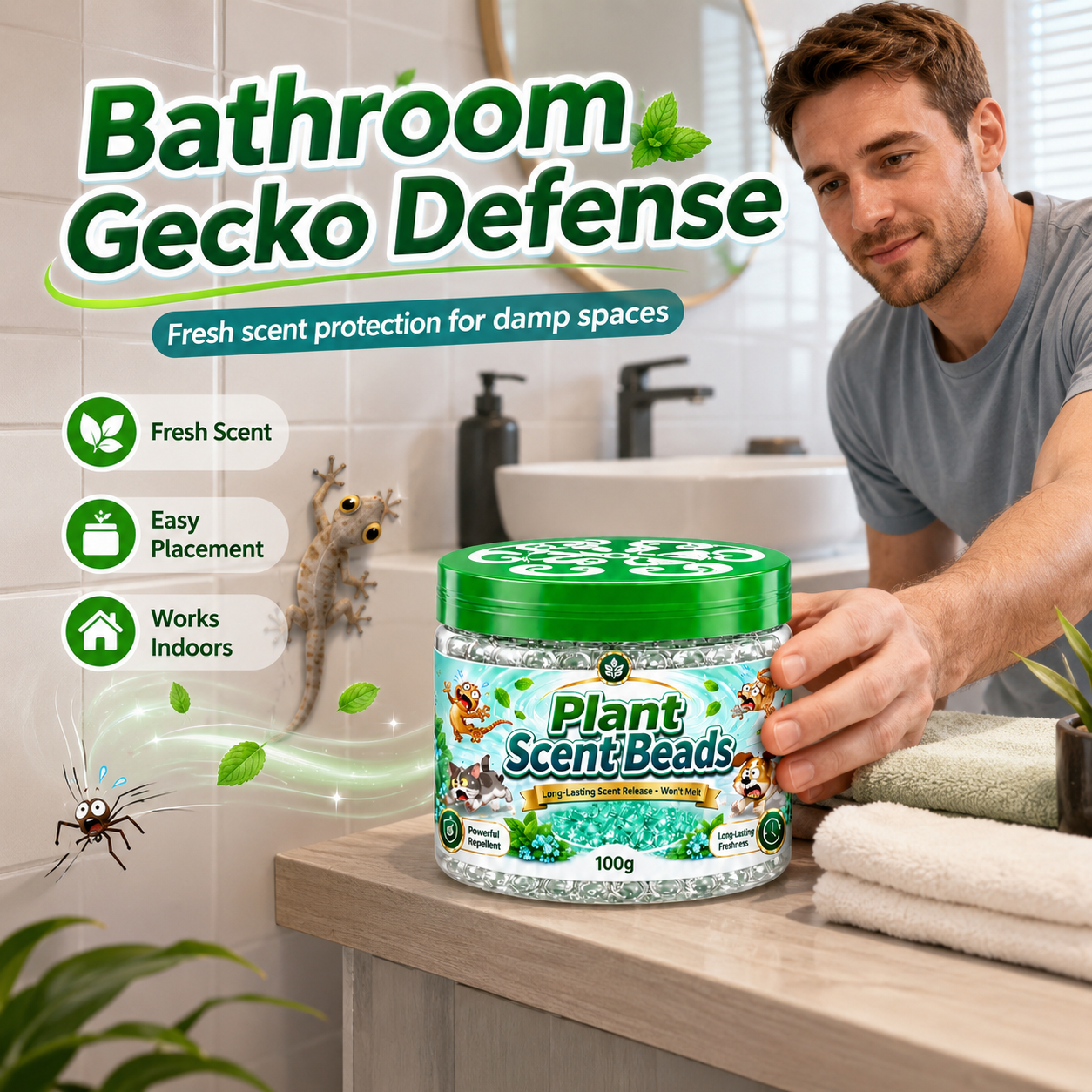 Easy placement of gecko repellent gel beads