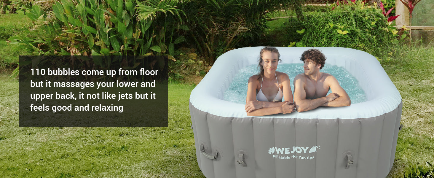 WEJOY Inflatable 2-3 Person Square Hot Tub Spa with 120 Bubble Jets