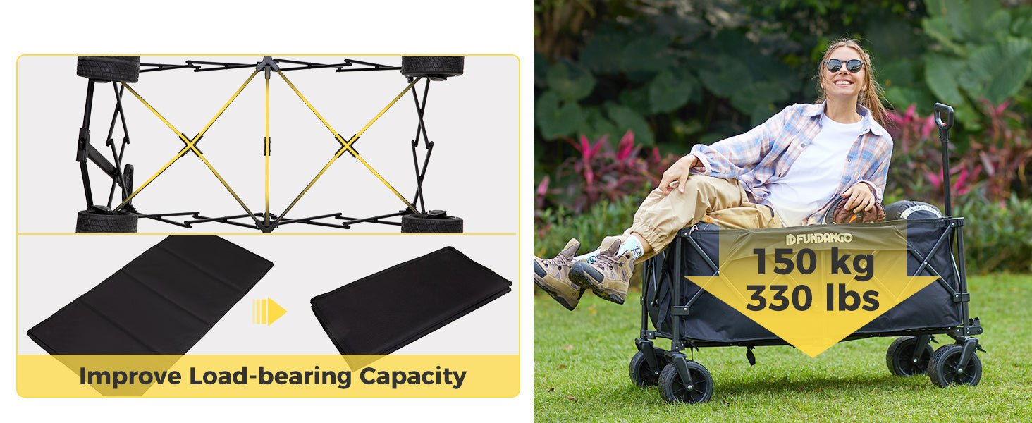 FUNDANGO Folding Wagon 180L Dual Chassis Camping Wagon