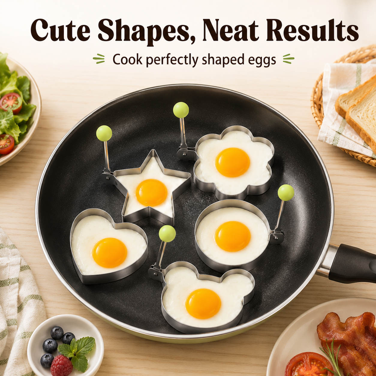 Cute egg molds for family breakfast plates