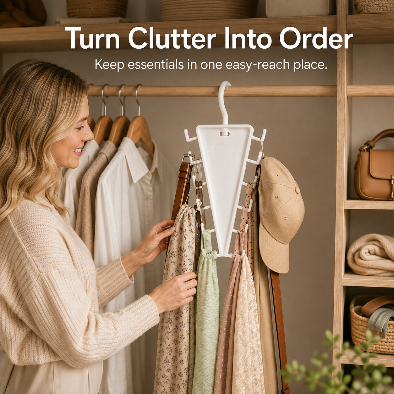 Closet space saving comparison with 12 hook hanger