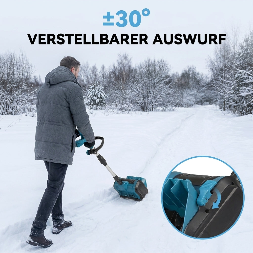 Adjustable discharge direction feature on the snow shovel