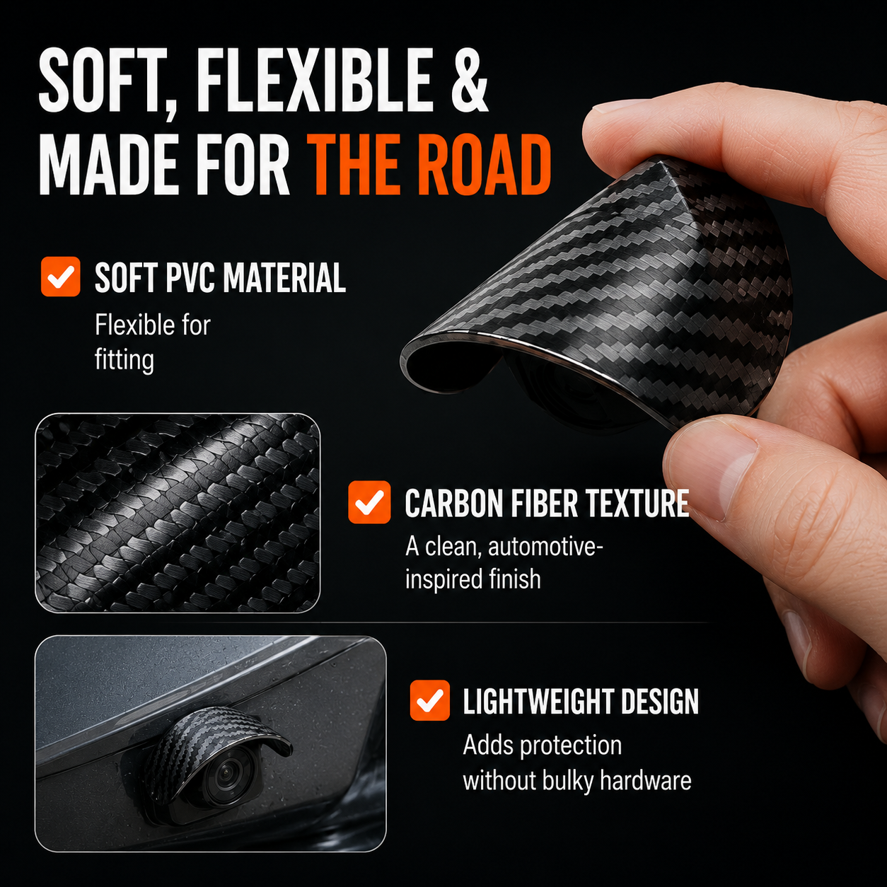 Soft flexible PVC material with premium carbon fiber texture