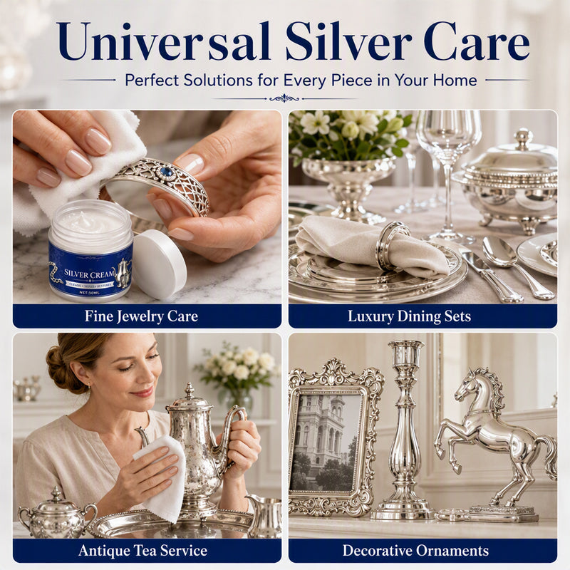 Silver polishing cream for household silver items