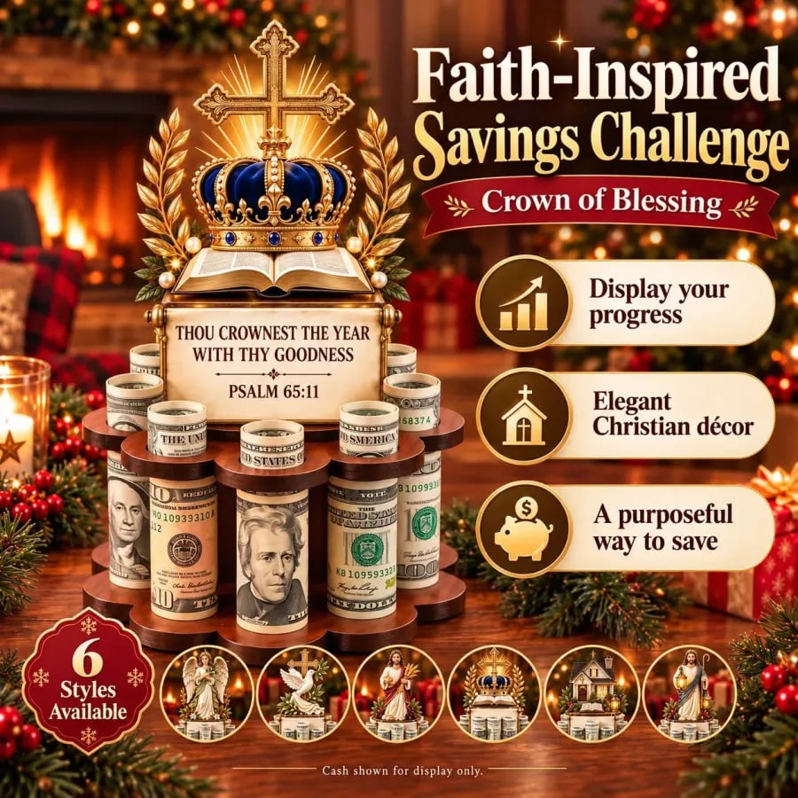 Christian Bible verse savings stand detail