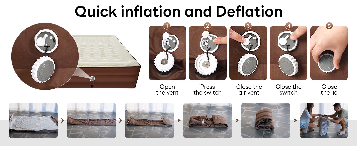 KingCamp CAMPER DELUX 45 Queen Inflatable Mattress Built in Automatic Pump