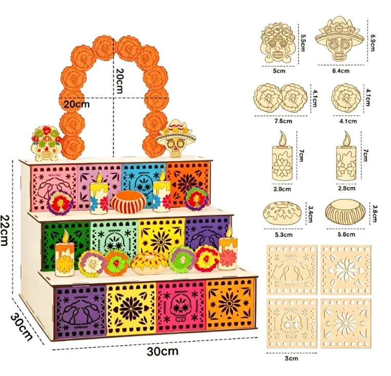 Three tier wooden altar dimensions 12x12x17.6 inches