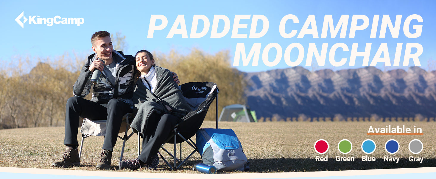 KingCamp Moon Camping Chair Oversized Padded Round Saucer Chairs with Cup Holder