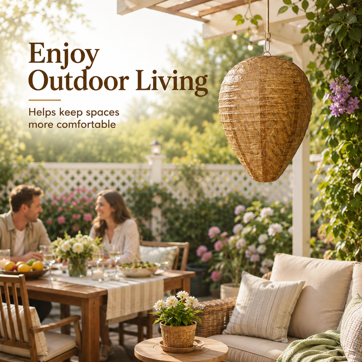 Wasp nest decoy for backyard patio balcony and camping