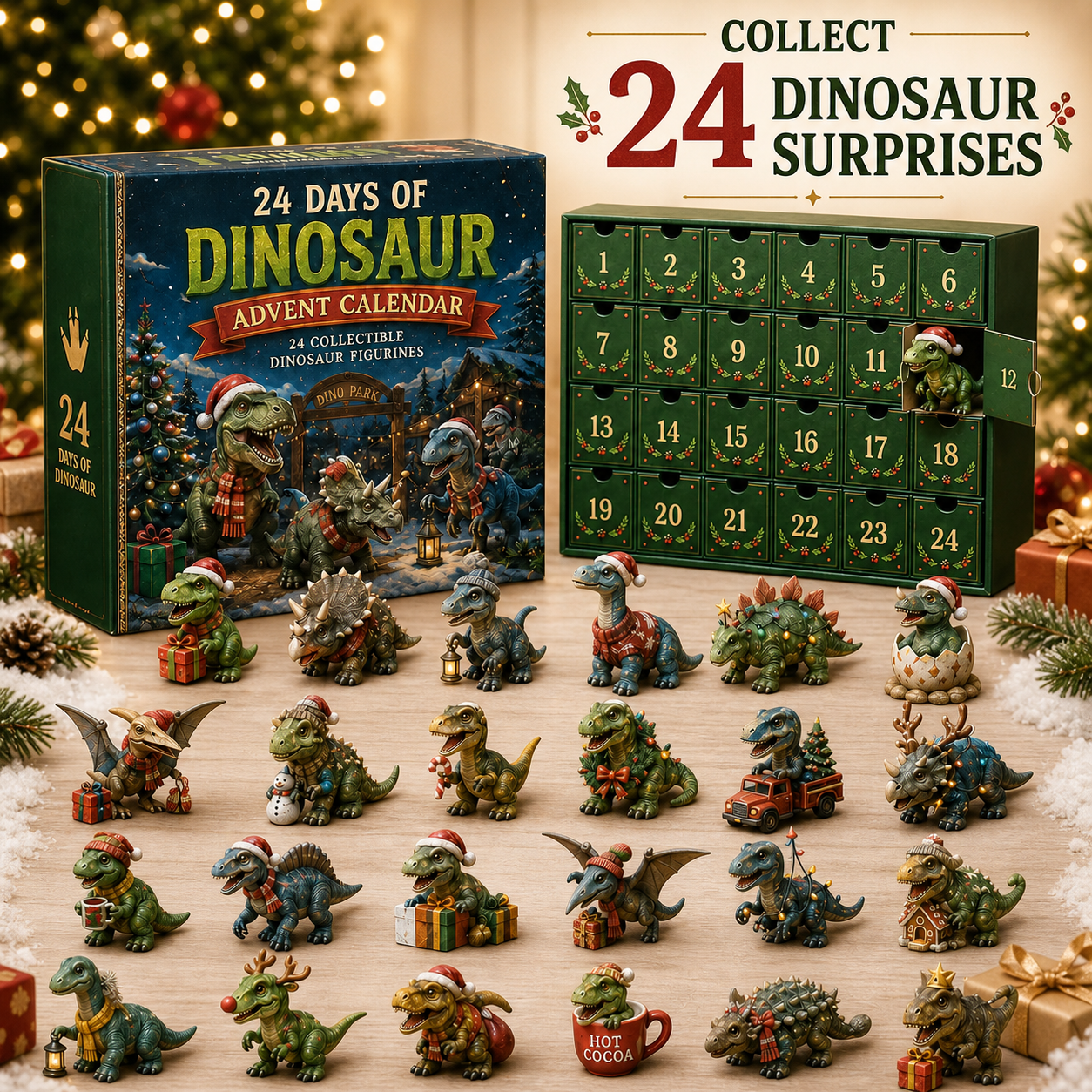 24 dinosaur Christmas surprises