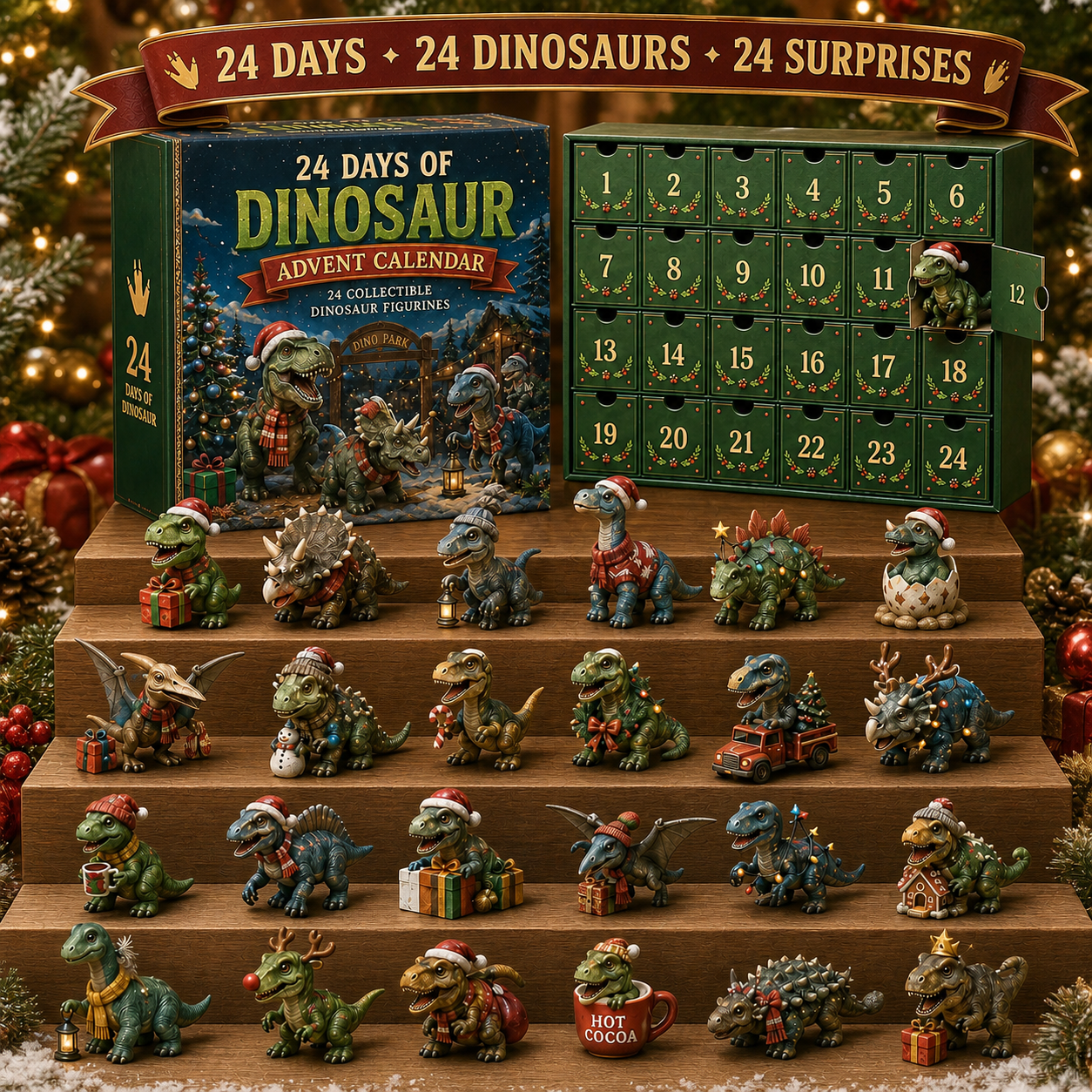 Complete Christmas dinosaur collection