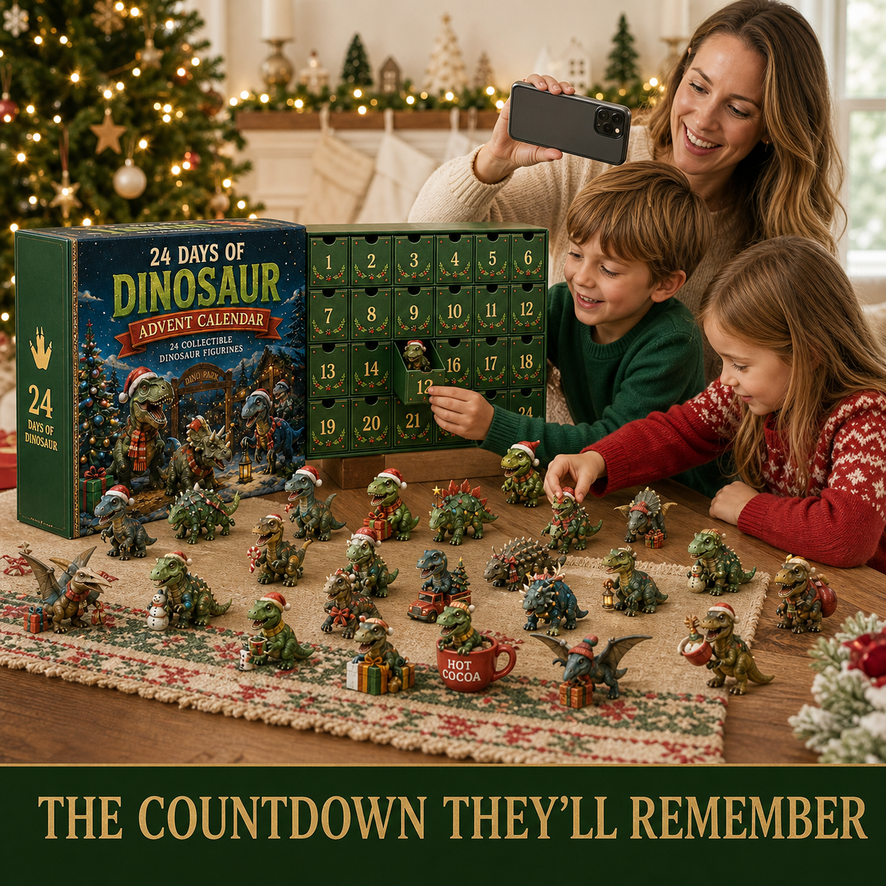 Dinosaur Advent Calendar home Christmas display