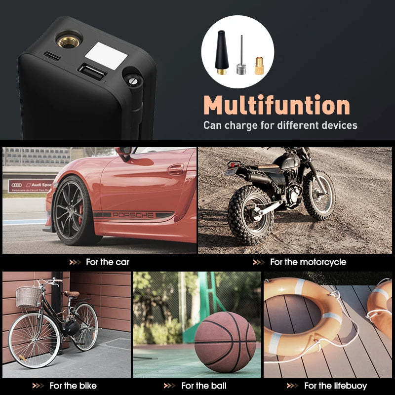 Portable Tire Inflator with Rechargeable Battery