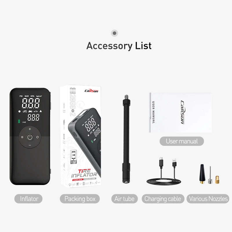 Portable Tire Inflator with Rechargeable Battery