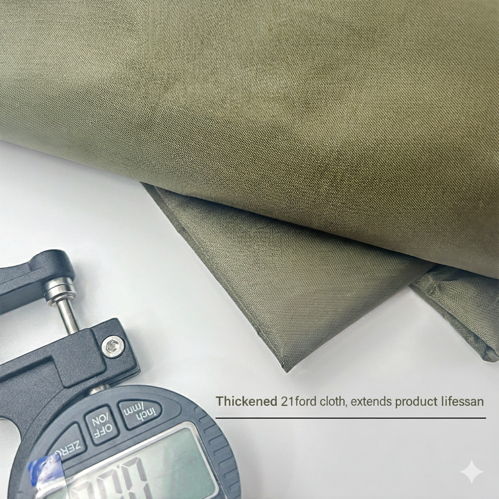 A close-up of the tarp material, showing the thickened 210D oxford cloth for enhanced durability and extended lifespan.