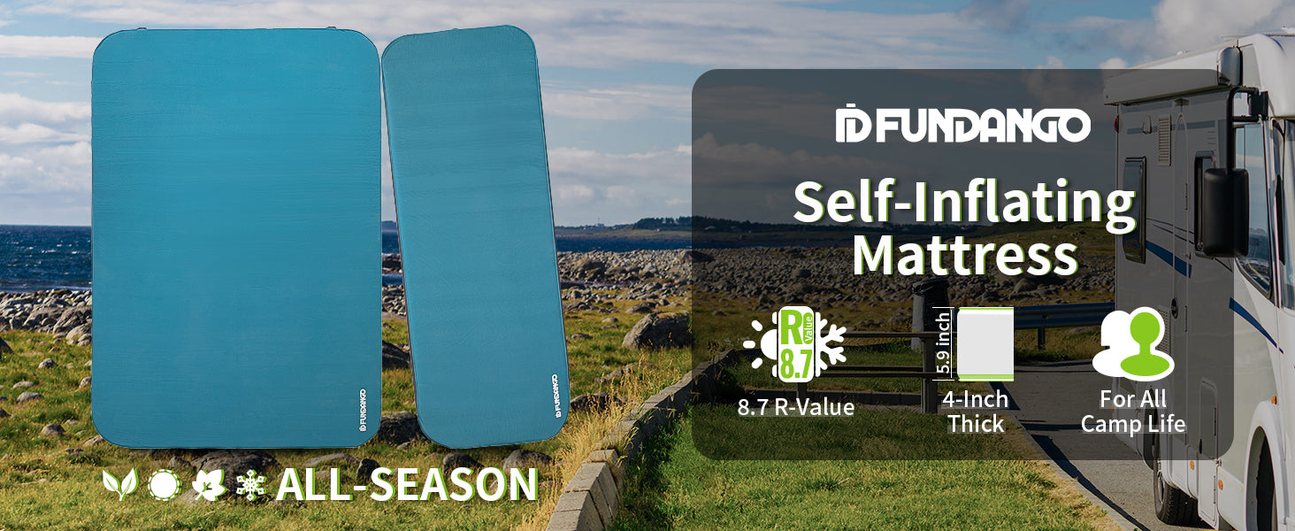 FUNDANGO Self Inflating Sleeping Pad Memory Foam Camping Mattress