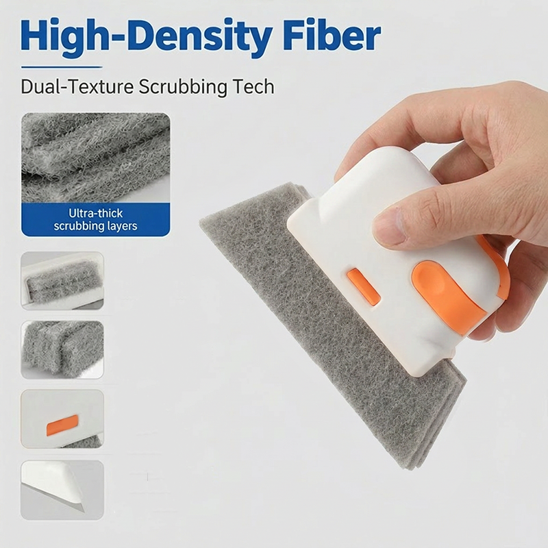 High density fiber cleaning surface scrubbing window tracks