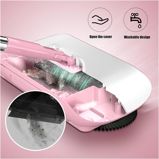 Manual push sweeper mop with fine fiber wipe cloth for hard floor surface cleaning