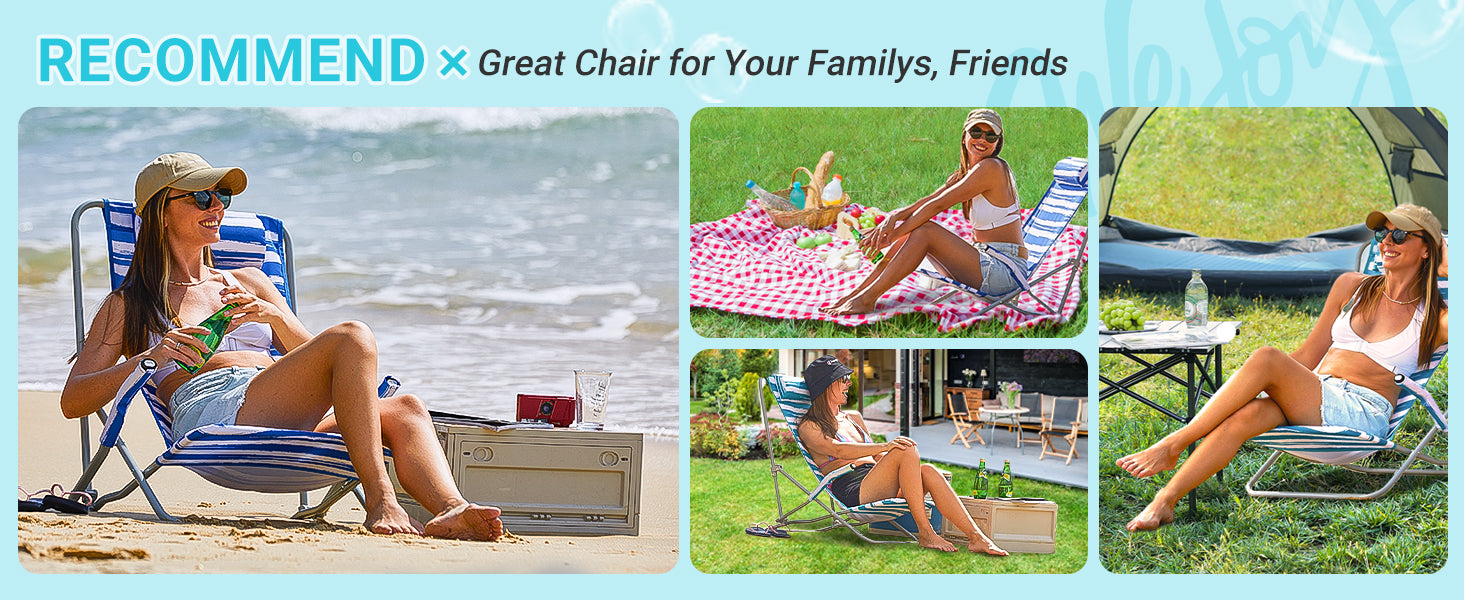 WEJOY High Back Beach Chair With Padded Headrest